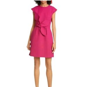 Women's 2 (6) Ted Baker London Magenta Polly Structured Bow Mini Dress Bold Fun